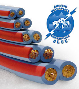 Polar Wire's Arctic Superflex Blue dual conductor cable is available in gauges from 8 to 1/0 AWG